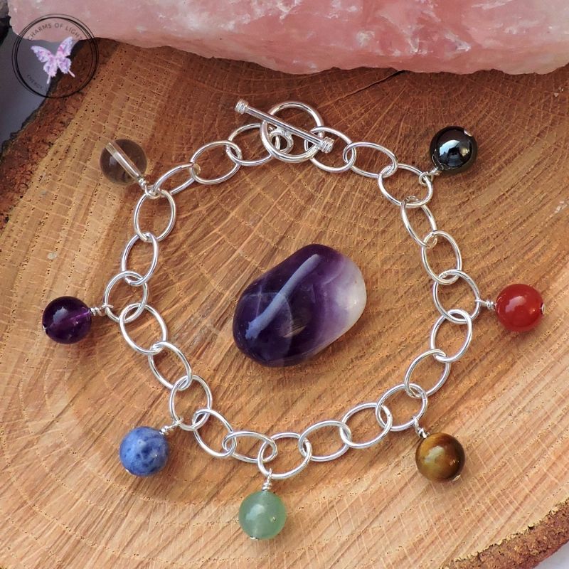 Sterling Silver Chakra Charm Bracelet